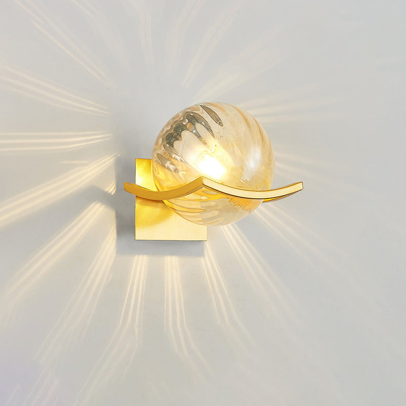 Contemporary Scandinavian Orb Watermarked Glass Hardware 1-Light Wall Sconce Lamp For Living Room