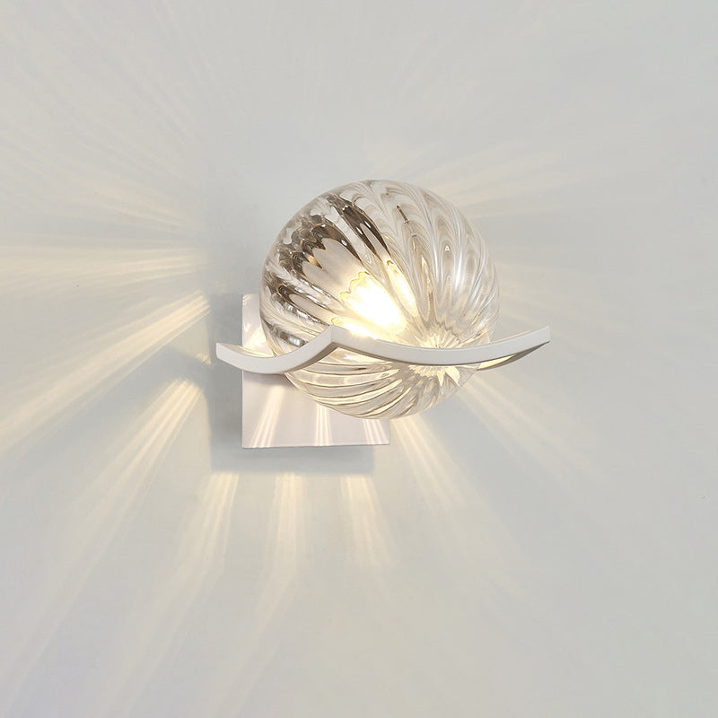 Contemporary Scandinavian Orb Watermarked Glass Hardware 1-Light Wall Sconce Lamp For Living Room