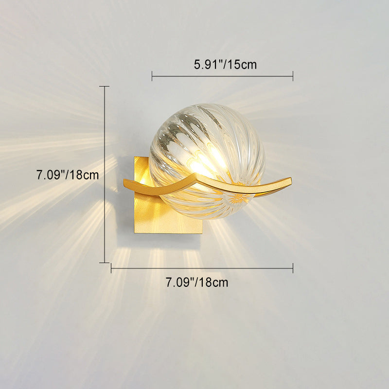 Contemporary Scandinavian Orb Watermarked Glass Hardware 1-Light Wall Sconce Lamp For Living Room