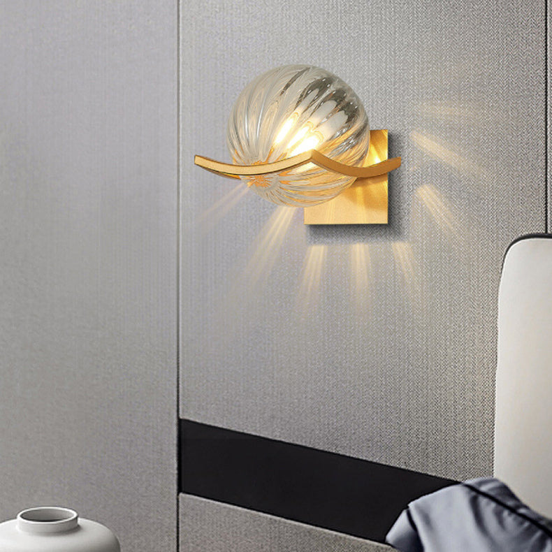 Contemporary Scandinavian Orb Watermarked Glass Hardware 1-Light Wall Sconce Lamp For Living Room
