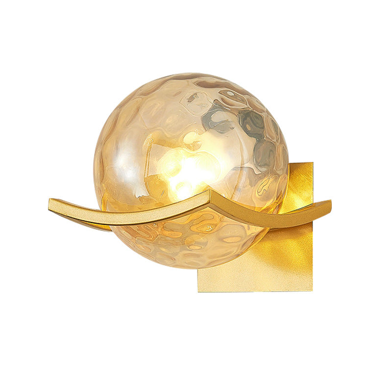 Contemporary Scandinavian Orb Watermarked Glass Hardware 1-Light Wall Sconce Lamp For Living Room