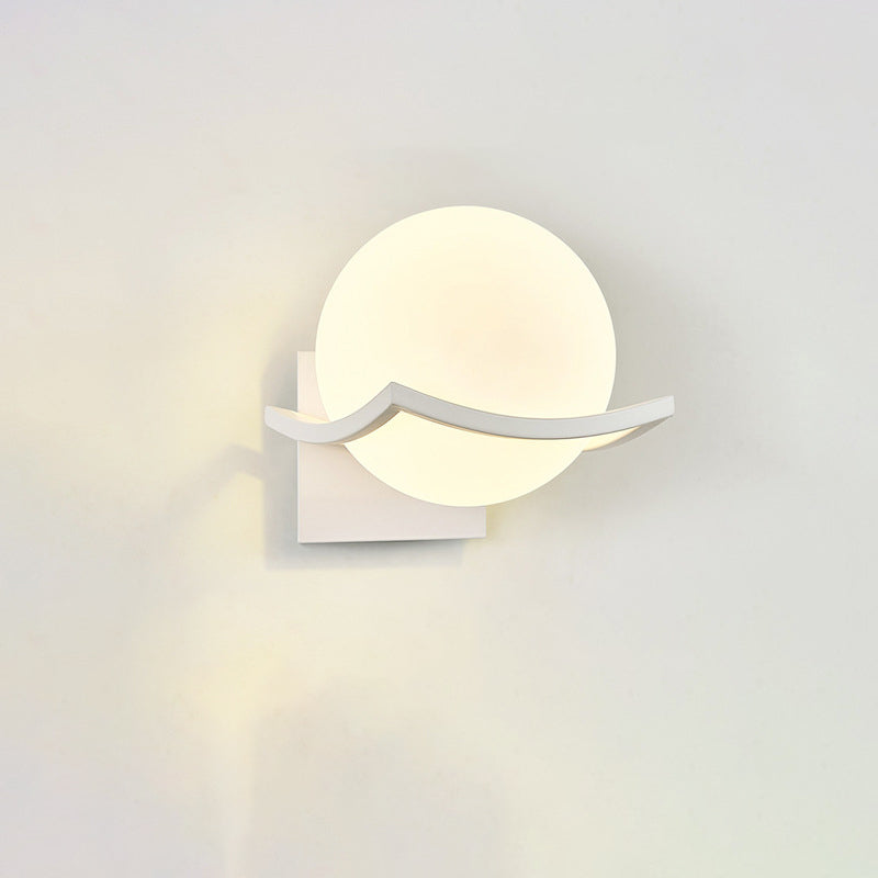 Contemporary Scandinavian Orb Watermarked Glass Hardware 1-Light Wall Sconce Lamp For Living Room