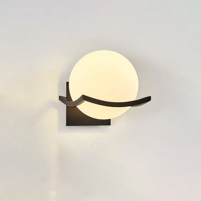 Contemporary Scandinavian Orb Watermarked Glass Hardware 1-Light Wall Sconce Lamp For Living Room