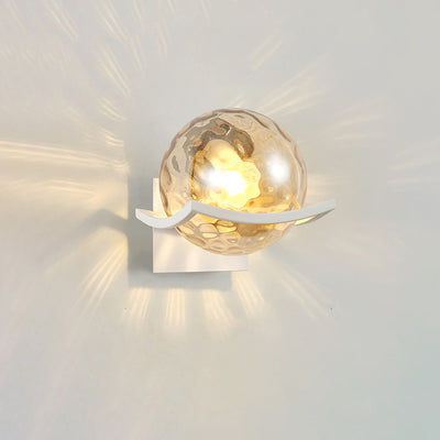 Contemporary Scandinavian Orb Watermarked Glass Hardware 1-Light Wall Sconce Lamp For Living Room
