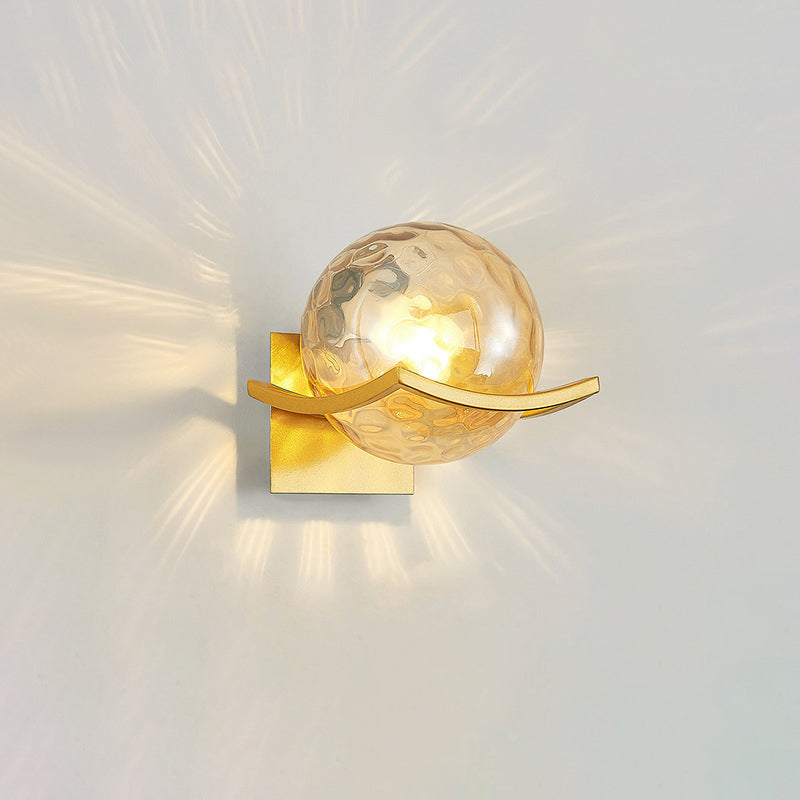 Contemporary Scandinavian Orb Watermarked Glass Hardware 1-Light Wall Sconce Lamp For Living Room