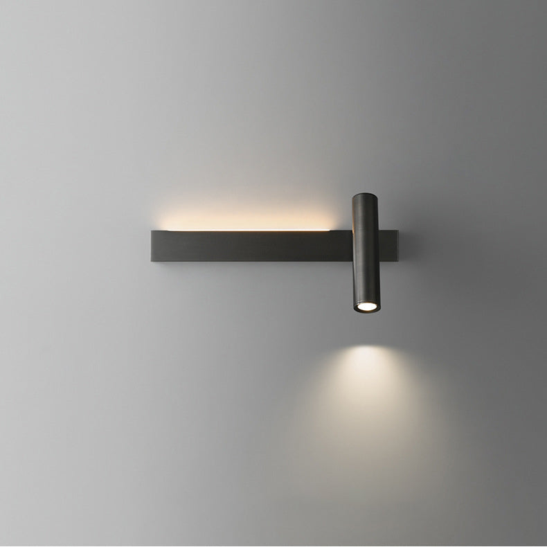 Modern Minimalist Rectangular Rotatable Cylinder Acrylic Copper LED Wall Sconce Lamp For Living Room