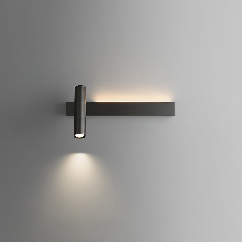 Modern Minimalist Rectangular Rotatable Cylinder Acrylic Copper LED Wall Sconce Lamp For Living Room