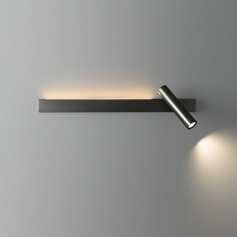 Modern Minimalist Rectangular Rotatable Cylinder Acrylic Copper LED Wall Sconce Lamp For Living Room