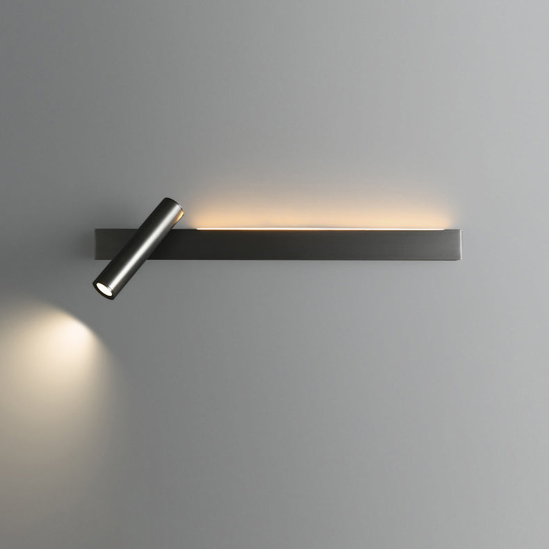 Modern Minimalist Rectangular Rotatable Cylinder Acrylic Copper LED Wall Sconce Lamp For Living Room