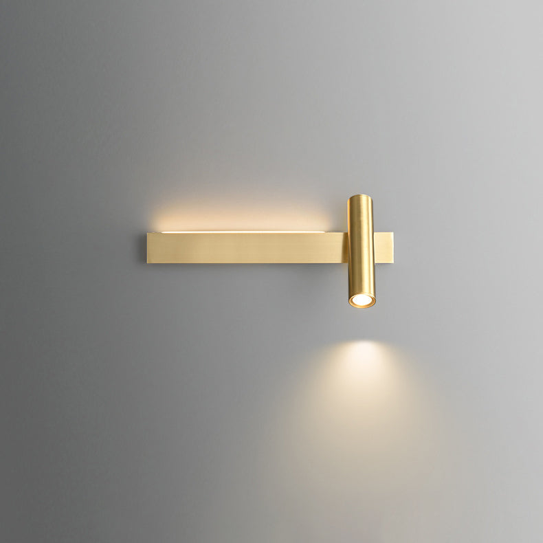 Modern Minimalist Rectangular Rotatable Cylinder Acrylic Copper LED Wall Sconce Lamp For Living Room