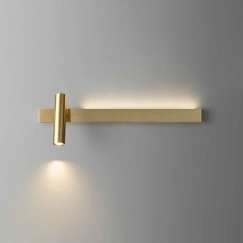Modern Minimalist Rectangular Rotatable Cylinder Acrylic Copper LED Wall Sconce Lamp For Living Room