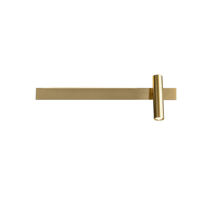 Modern Minimalist Rectangular Rotatable Cylinder Acrylic Copper LED Wall Sconce Lamp For Living Room