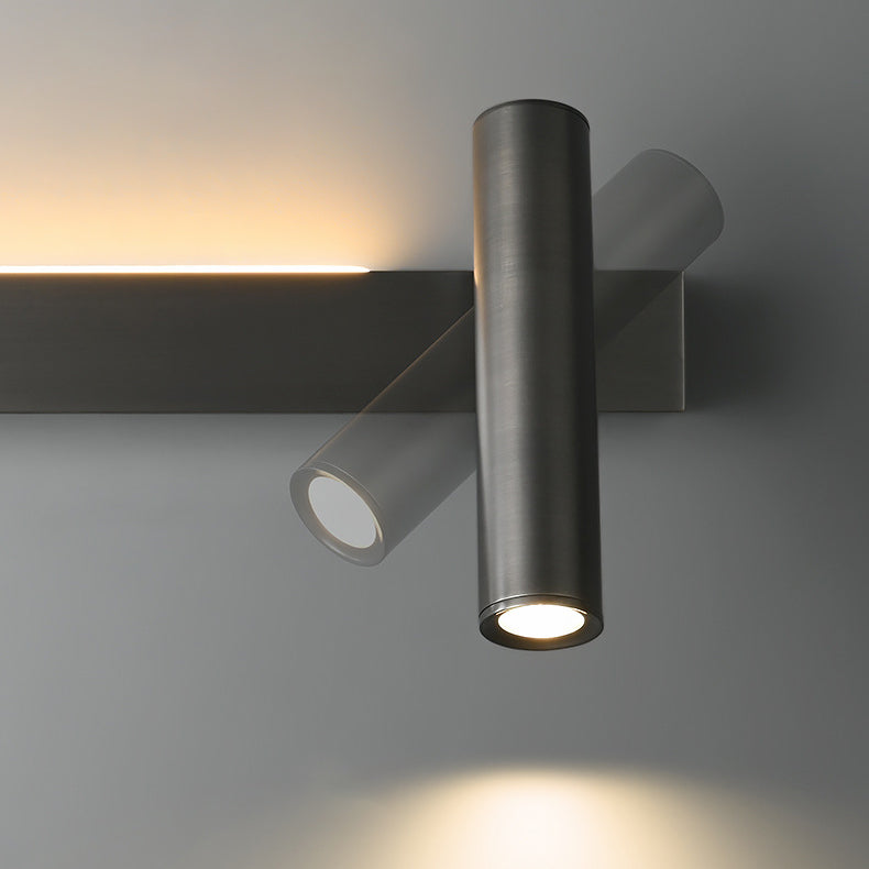 Modern Minimalist Rectangular Rotatable Cylinder Acrylic Copper LED Wall Sconce Lamp For Living Room