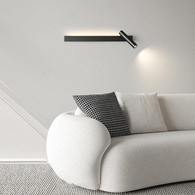 Moderne minimalistische rechteckige drehbare Zylinder-Acryl-Kupfer-LED-Wandleuchte für das Wohnzimmer 