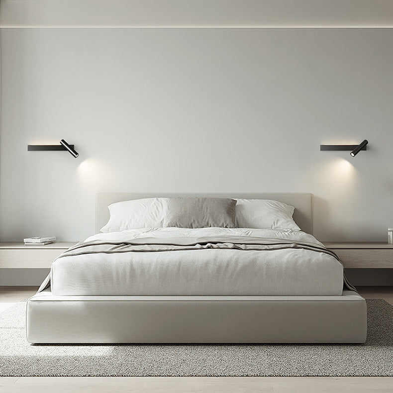 Modern Minimalist Rectangular Rotatable Cylinder Acrylic Copper LED Wall Sconce Lamp For Living Room