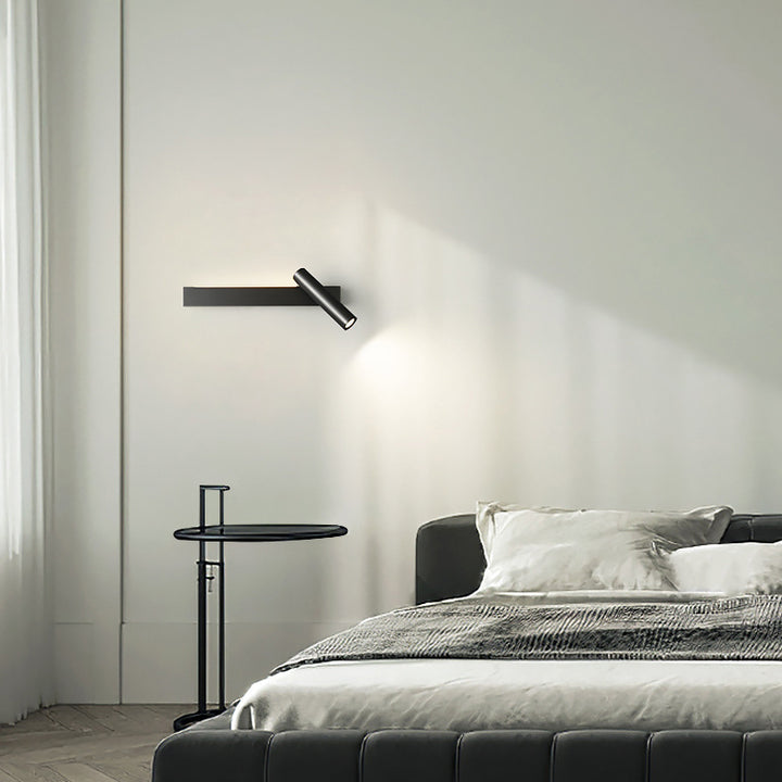 Moderne minimalistische rechteckige drehbare Zylinder-Acryl-Kupfer-LED-Wandleuchte für das Wohnzimmer 