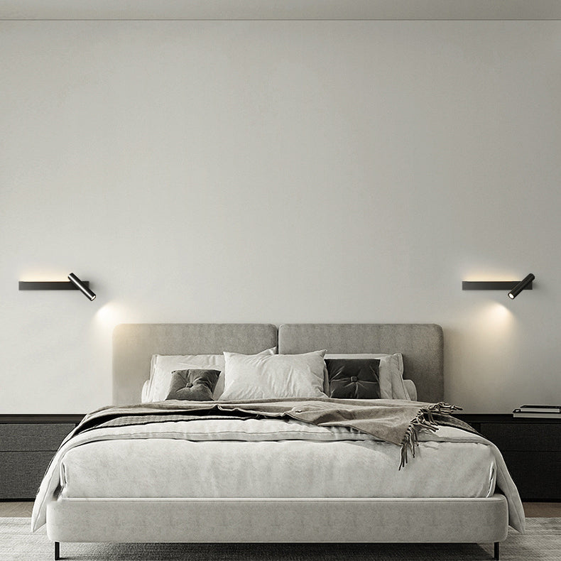Modern Minimalist Rectangular Rotatable Cylinder Acrylic Copper LED Wall Sconce Lamp For Living Room