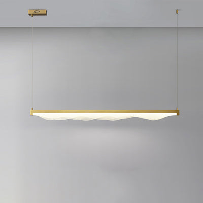 Contemporary Scandinavian Long Wave Resin Copper LED Chandelier Island Light For Living Room
