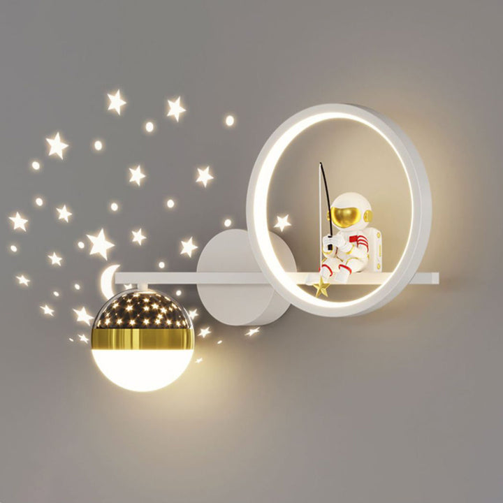 Lampe murale LED en acrylique et fer, ronde, style Art déco moderne, avec astronaute, pour salon 