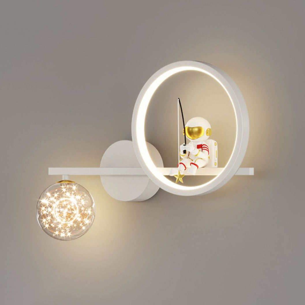 Lampe murale LED en acrylique et fer, ronde, style Art déco moderne, avec astronaute, pour salon 