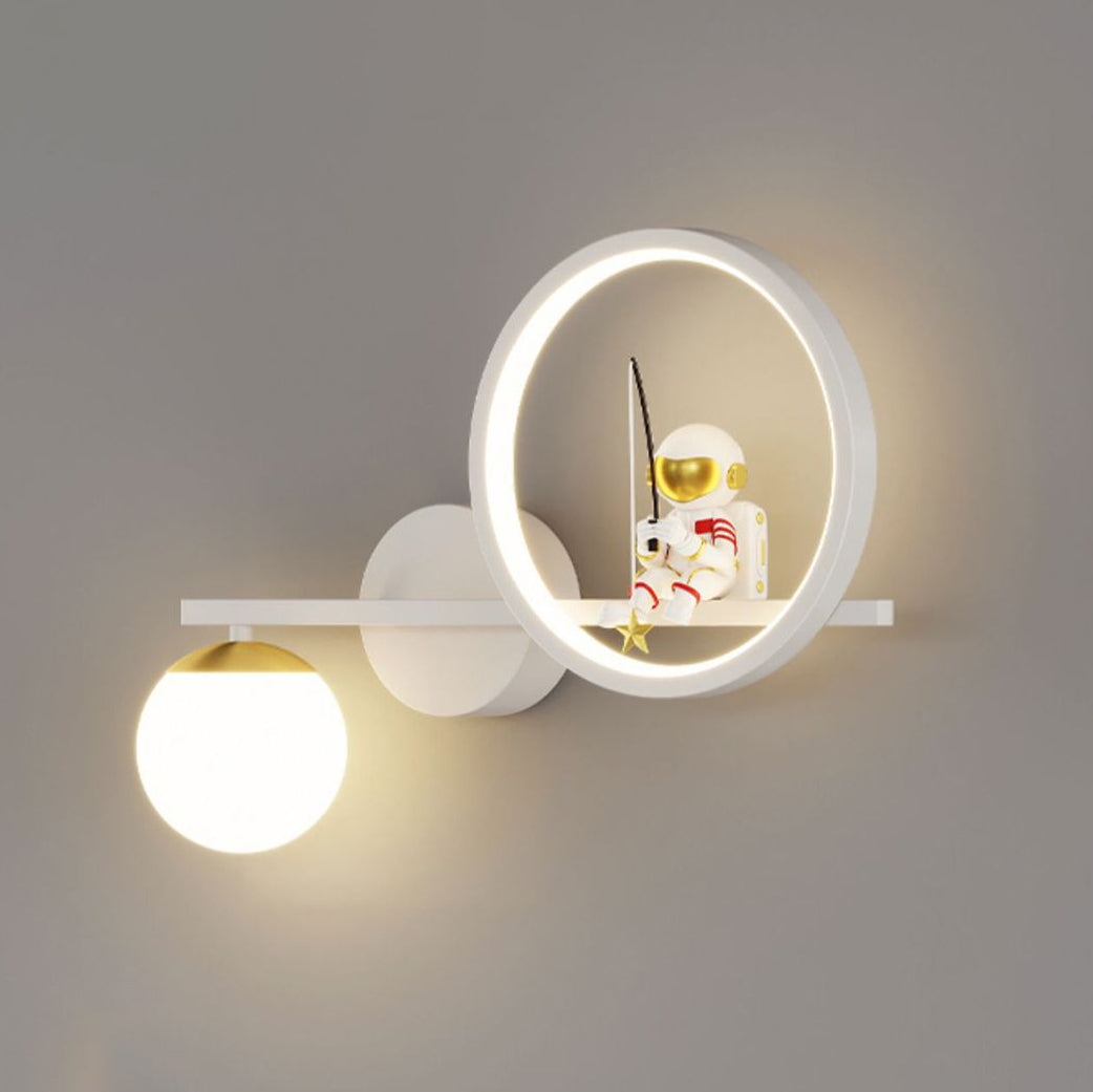 Lampe murale LED en acrylique et fer, ronde, style Art déco moderne, avec astronaute, pour salon 