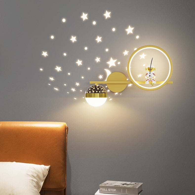 Lampe murale LED en acrylique et fer, ronde, style Art déco moderne, avec astronaute, pour salon 