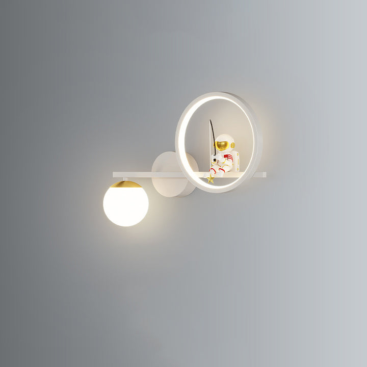Lampe murale LED en acrylique et fer, ronde, style Art déco moderne, avec astronaute, pour salon 
