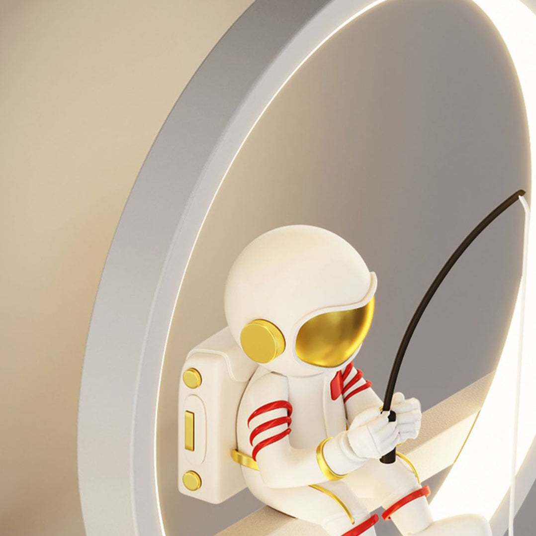 Lampe murale LED en acrylique et fer, ronde, style Art déco moderne, avec astronaute, pour salon 