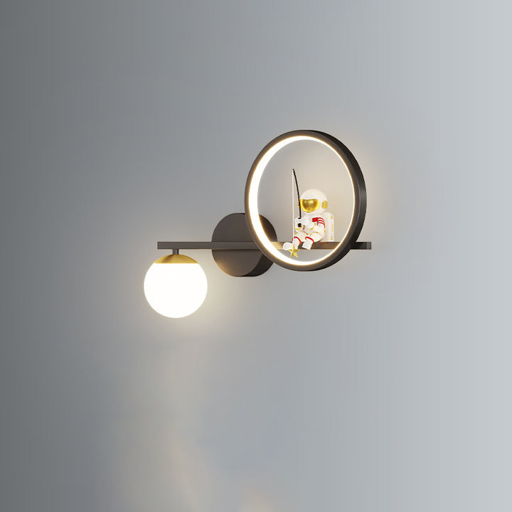 Lampe murale LED en acrylique et fer, ronde, style Art déco moderne, avec astronaute, pour salon 