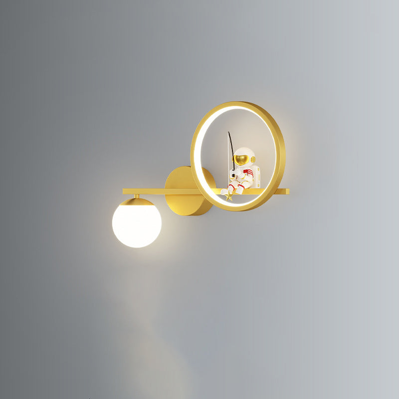 Lampe murale LED en acrylique et fer, ronde, style Art déco moderne, avec astronaute, pour salon 