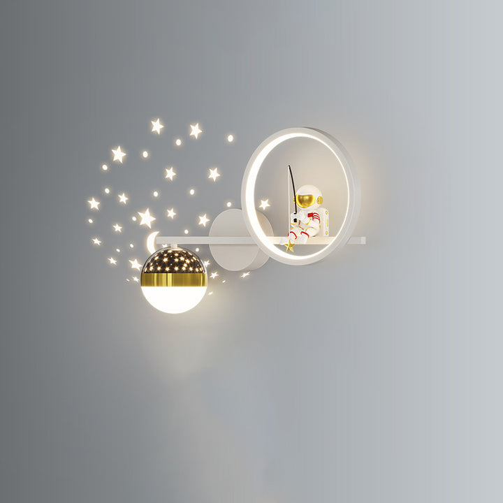 Lampe murale LED en acrylique et fer, ronde, style Art déco moderne, avec astronaute, pour salon 