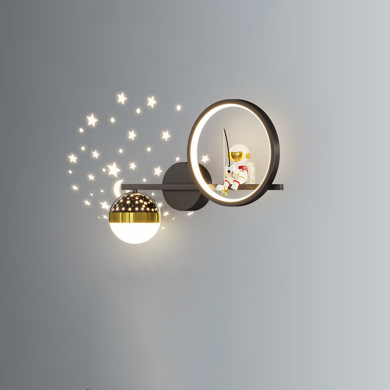 Lampe murale LED en acrylique et fer, ronde, style Art déco moderne, avec astronaute, pour salon 