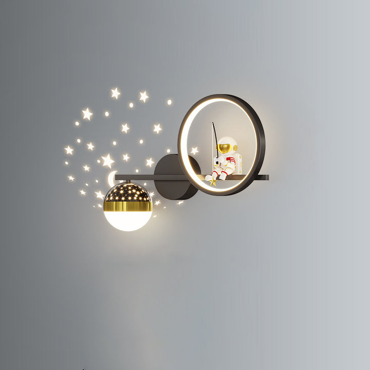 Lampe murale LED en acrylique et fer, ronde, style Art déco moderne, avec astronaute, pour salon 