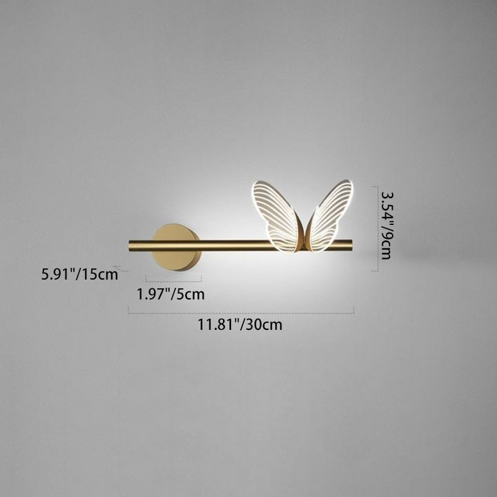 Modern Luxury Butterfly Round Long Acrylic Aluminum Iron LED Wall Sconce Lamp For Living Room