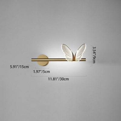 Modern Luxury Butterfly Round Long Acrylic Aluminum Iron LED Wall Sconce Lamp For Living Room