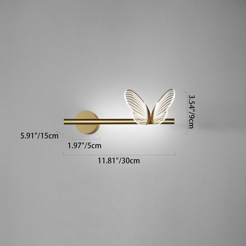 Modern Luxury Butterfly Round Long Acrylic Aluminum Iron LED Wall Sconce Lamp For Living Room