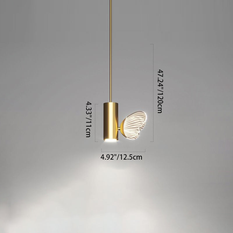 Modern Art Deco Butterfly Cylinder Acrylic Iron Aluminum LED Pendant Light For Living Room
