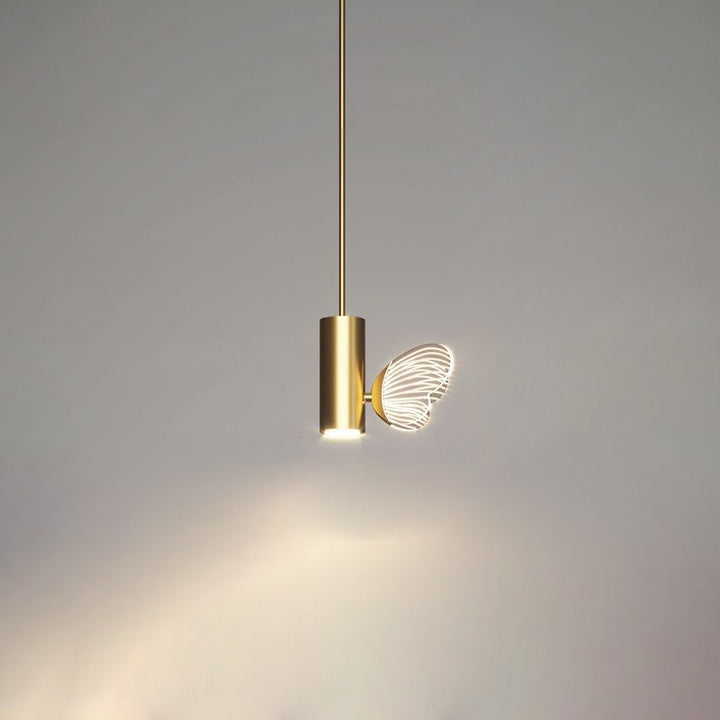 Modern Art Deco Butterfly Cylinder Acrylic Iron Aluminum LED Pendant Light For Living Room