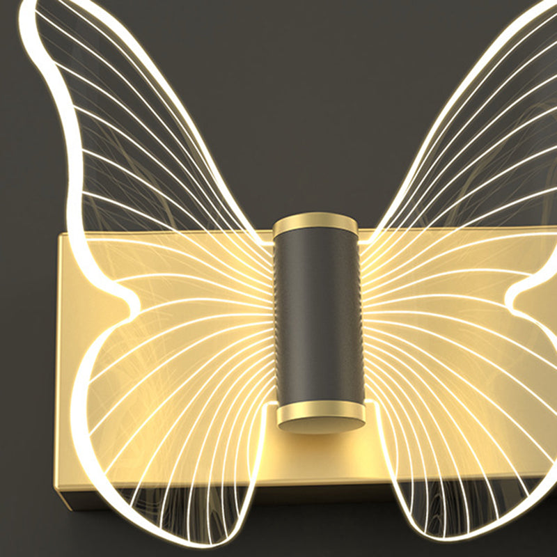 Contemporary Scandinavian Round Butterfly Rectangle Acrylic Hardware LED Wall Sconce Lamp For Living Room