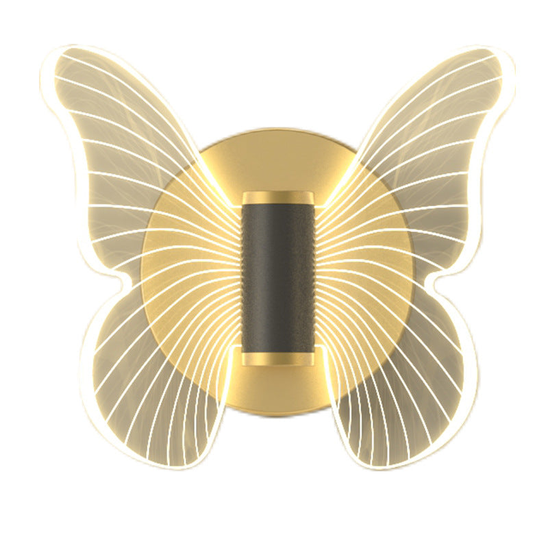 Contemporary Scandinavian Round Butterfly Rectangle Acrylic Hardware LED Wall Sconce Lamp For Living Room