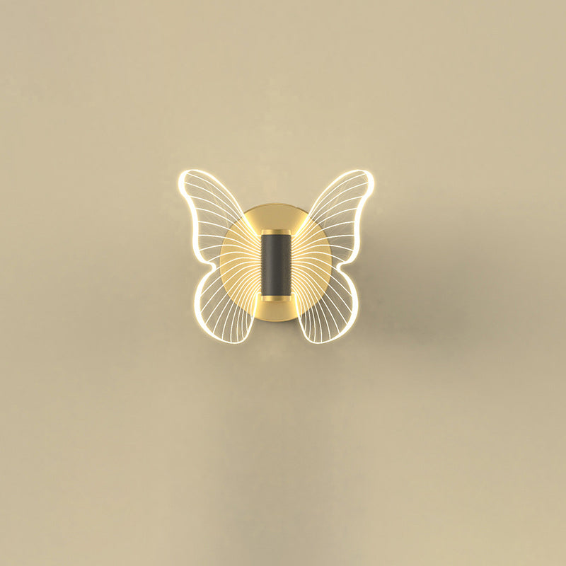 Contemporary Scandinavian Round Butterfly Rectangle Acrylic Hardware LED Wall Sconce Lamp For Living Room