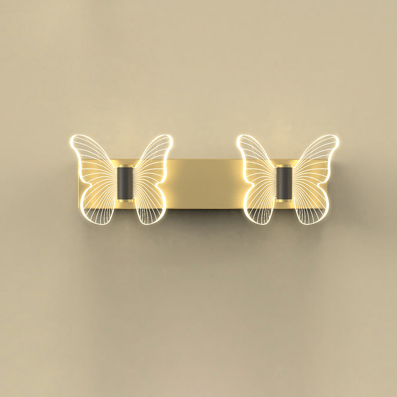 Contemporary Scandinavian Round Butterfly Rectangle Acrylic Hardware LED Wall Sconce Lamp For Living Room