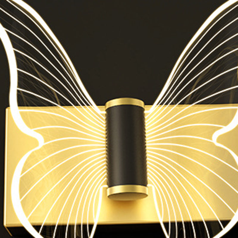 Contemporary Scandinavian Round Butterfly Rectangle Acrylic Hardware LED Wall Sconce Lamp For Living Room