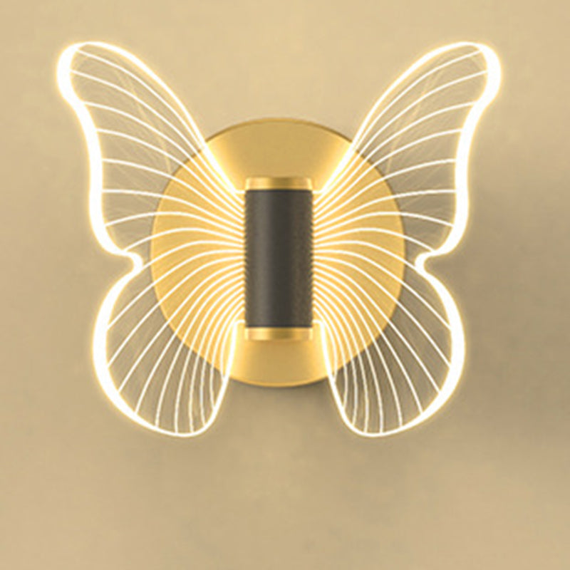 Contemporary Scandinavian Round Butterfly Rectangle Acrylic Hardware LED Wall Sconce Lamp For Living Room