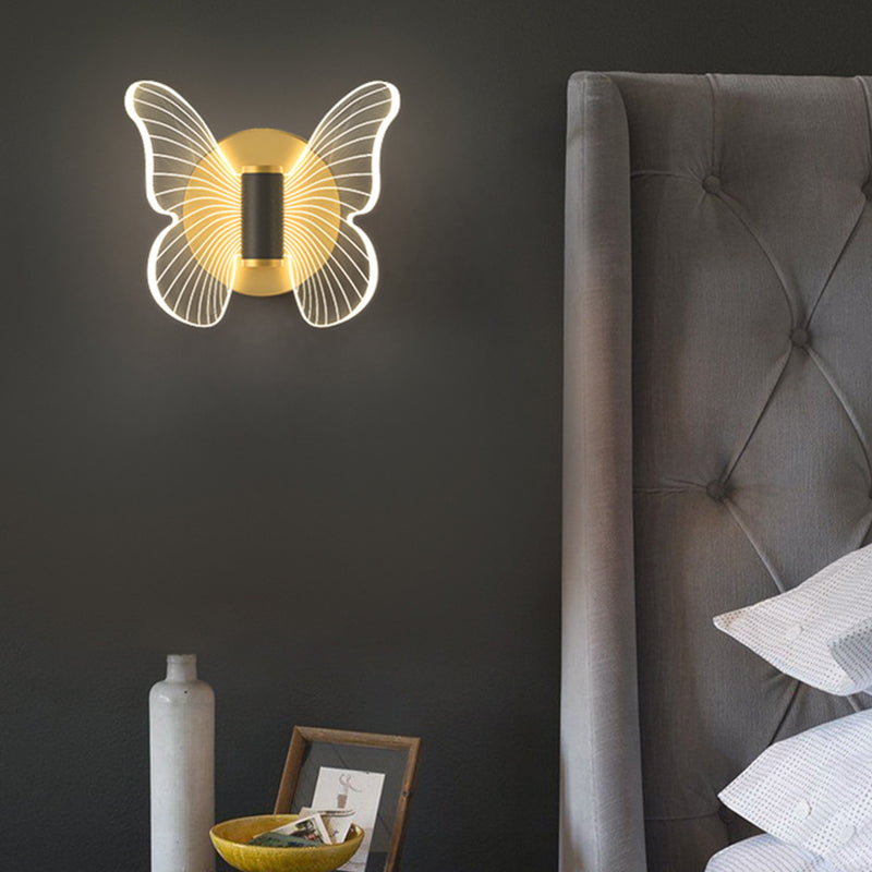 Contemporary Scandinavian Round Butterfly Rectangle Acrylic Hardware LED Wall Sconce Lamp For Living Room