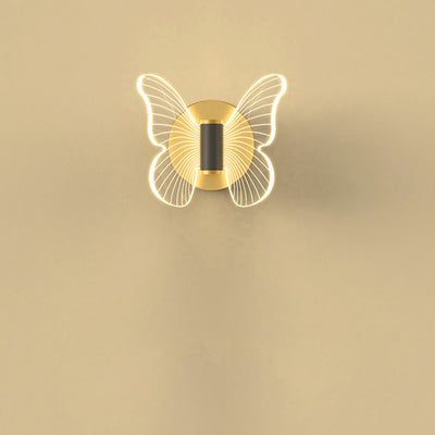 Contemporary Scandinavian Round Butterfly Rectangle Acrylic Hardware LED Wall Sconce Lamp For Living Room