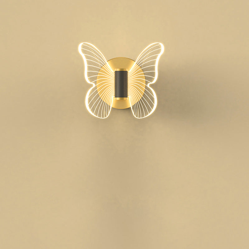 Contemporary Scandinavian Round Butterfly Rectangle Acrylic Hardware LED Wall Sconce Lamp For Living Room