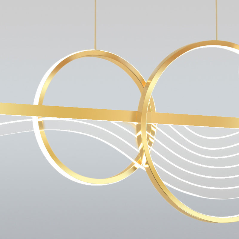 Lustre LED en aluminium acrylique long rond à vagues papillon Art Déco moderne pour salon 