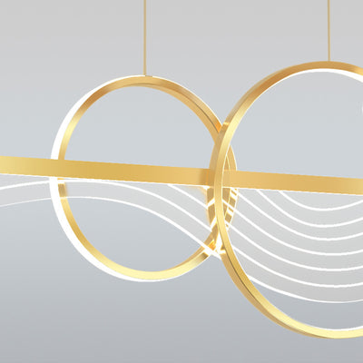 Modern Art Deco Butterfly Wave Round Long Acrylic Aluminum LED Chandelier Island Light For Living Room
