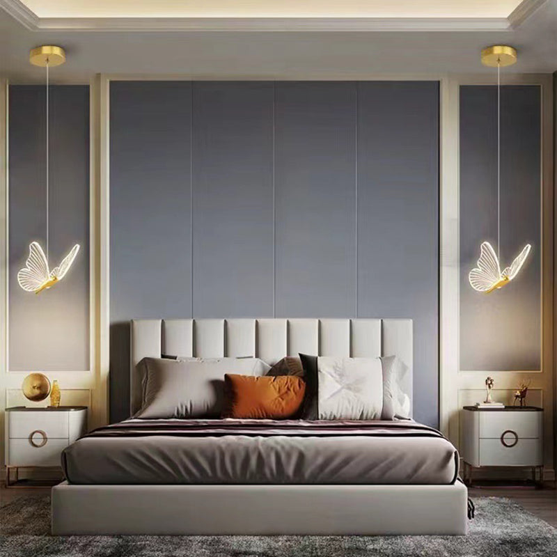 Contemporary Scandinavian Butterfly Round Acrylic Hardware LED Chandelier For Living Room